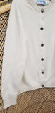 70s Cream Cashmere Cardigan Made In Scotland By Ballantyne Of Peebles , 40"