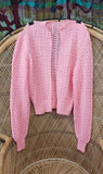 Vintage Pink Knit Cardigan Sweater, LG