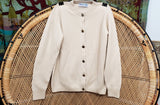 70s Cream Cashmere Cardigan Made In Scotland By Ballantyne Of Peebles , 40"