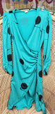 AS IS 80s Green Button Wrap Dress, MD/7