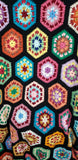 70s Granny Honeycomb Crochet Afghan With Scalloped Edges, 77x59"